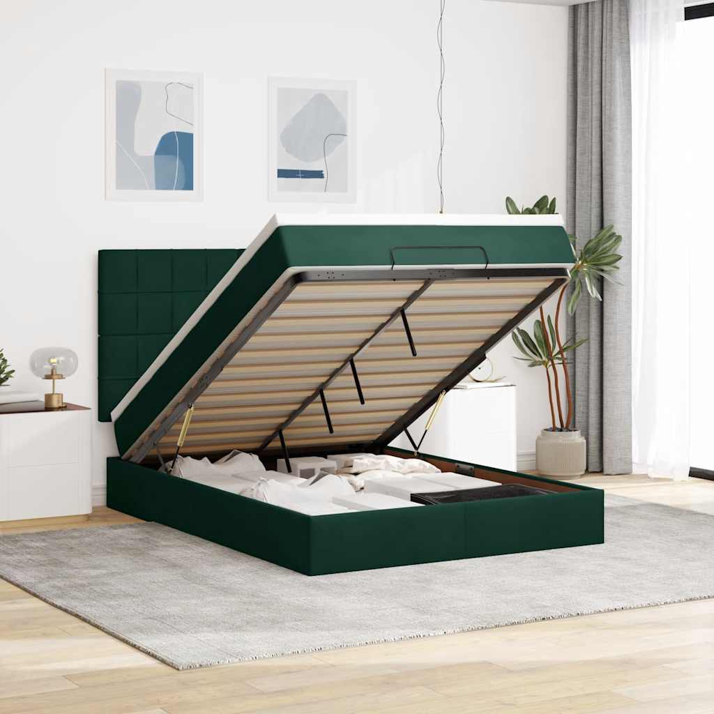 Ottoman bed met matrassen en LED's 140x200cm fluweel – afbeelding 1