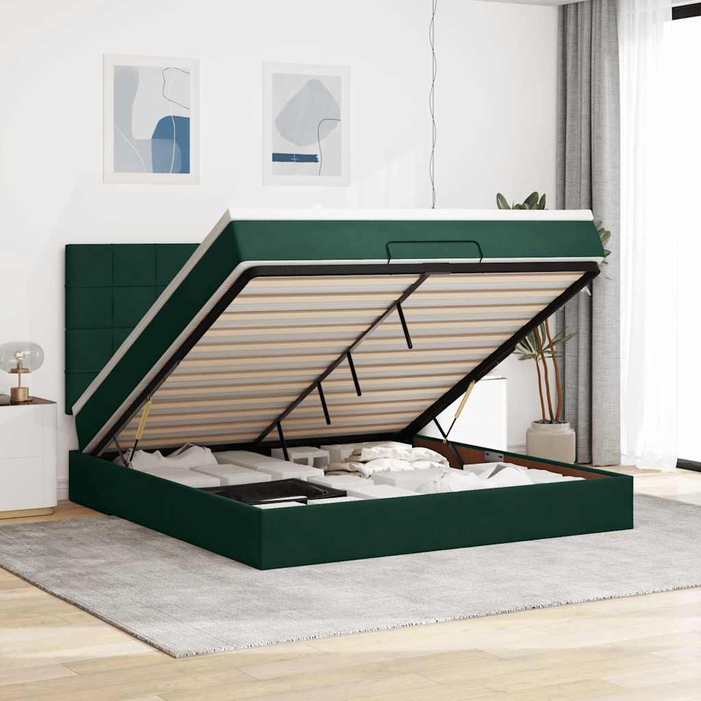 Ottoman bed met matrassen en LED's 160x200cm fluweel – afbeelding 1