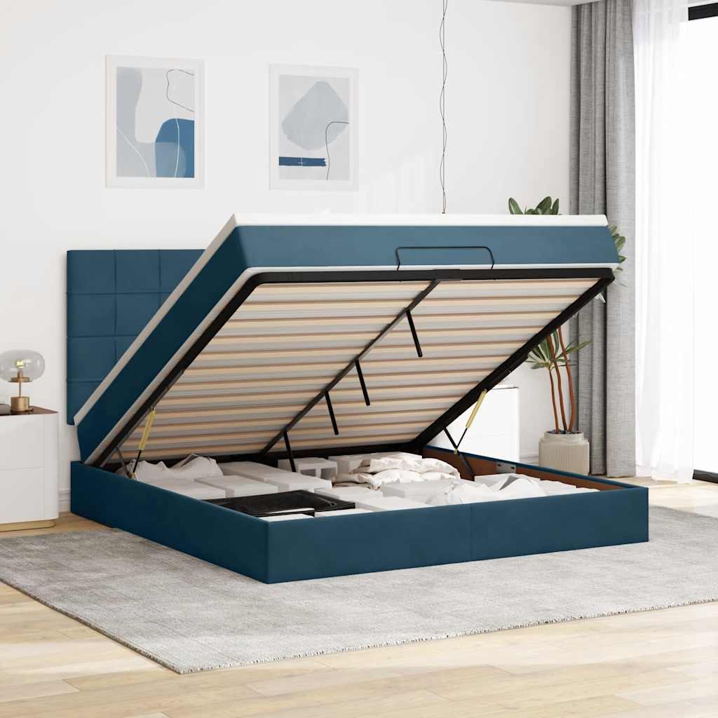 Ottoman bed met matrassen en LED's 160x200cm fluweel – afbeelding 1