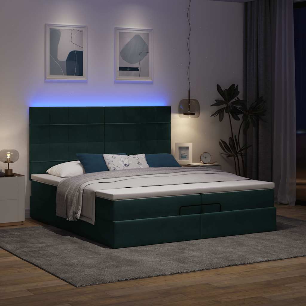 Ottoman bed met matrassen en LED's 200x200cm fluweel – afbeelding 3