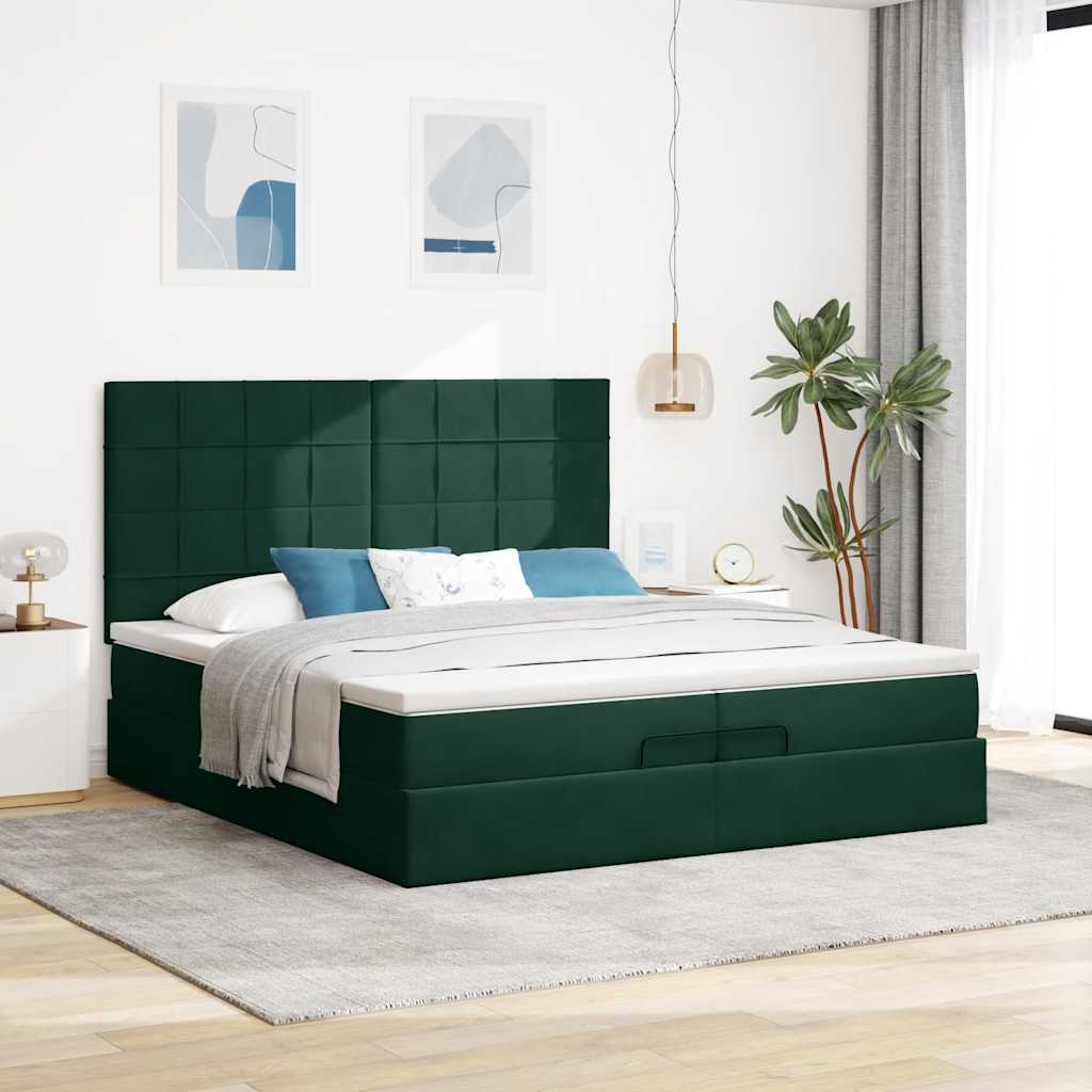 Ottoman bed met matrassen en LED's 200x200cm fluweel – afbeelding 4