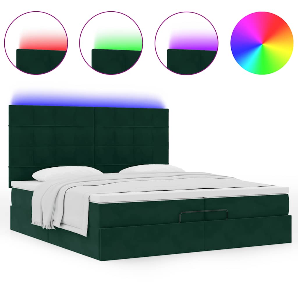 Ottoman bed met matrassen en LED's 200x200cm fluweel – afbeelding 5