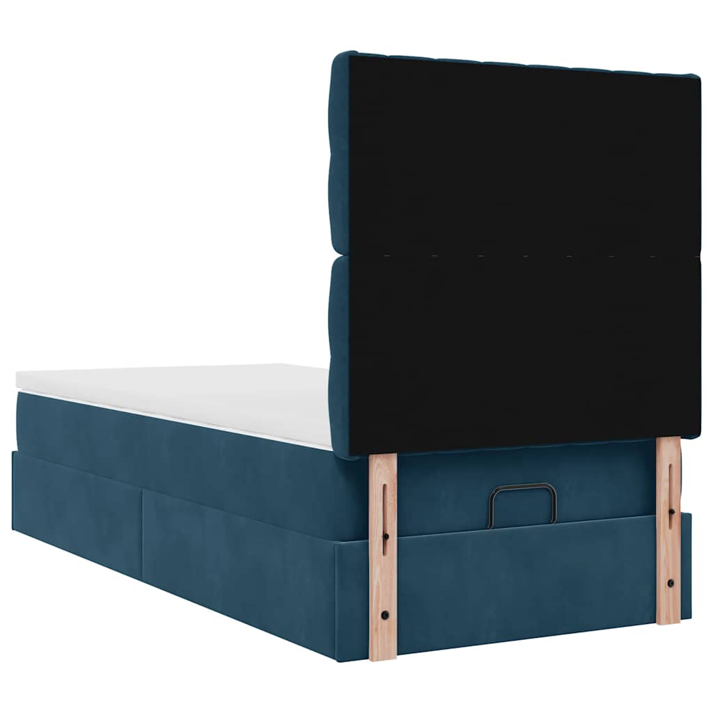 Ottoman bed met matrassen en LED's 90x200cm fluweel donkerblauw – afbeelding 10