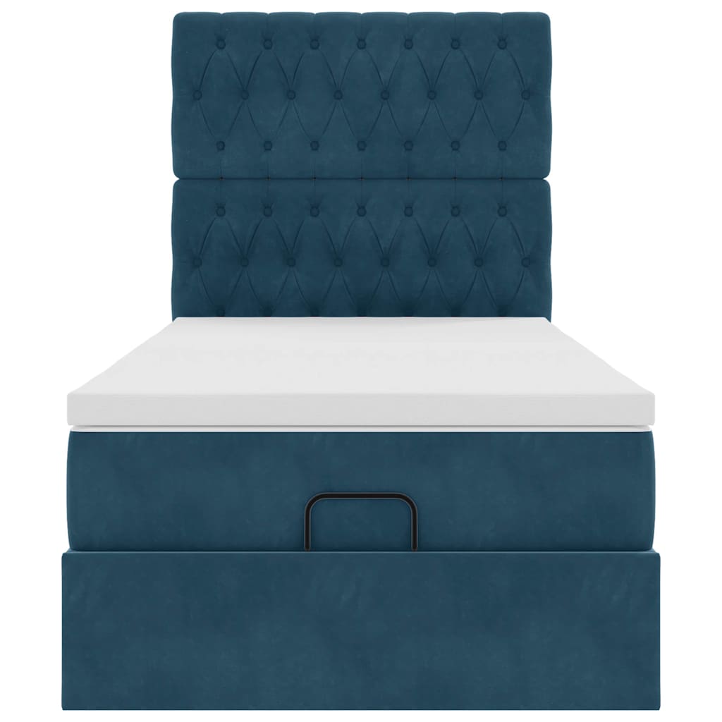 Ottoman bed met matrassen en LED's 90x200cm fluweel donkerblauw – afbeelding 8