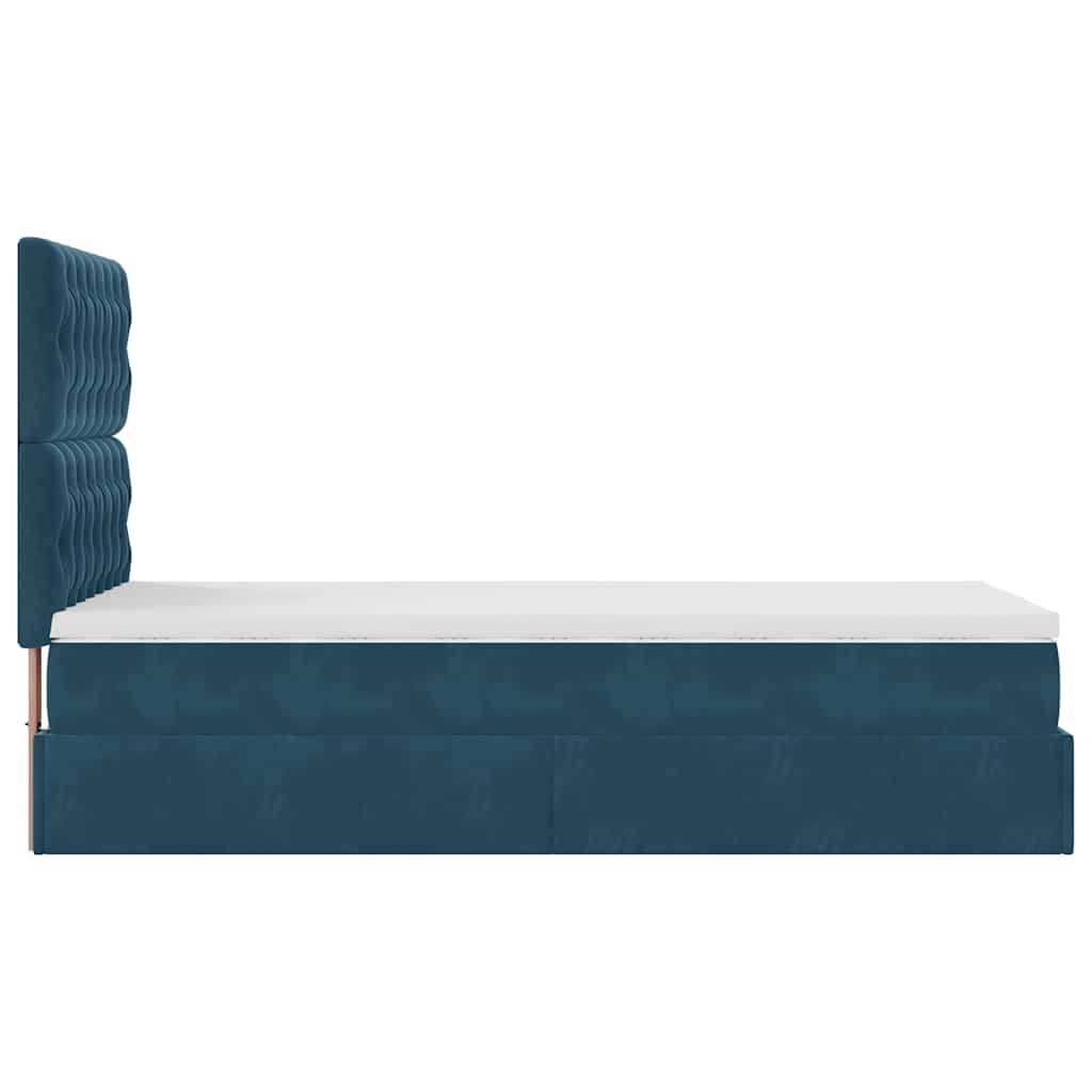 Ottoman bed met matrassen en LED's 90x200cm fluweel donkerblauw – afbeelding 9
