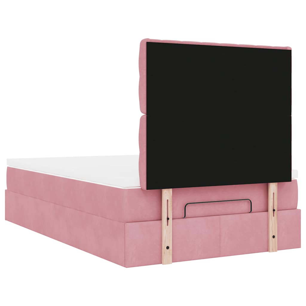 Ottoman bed met matrassen en LED's 120x200cm fluweel roze – afbeelding 10
