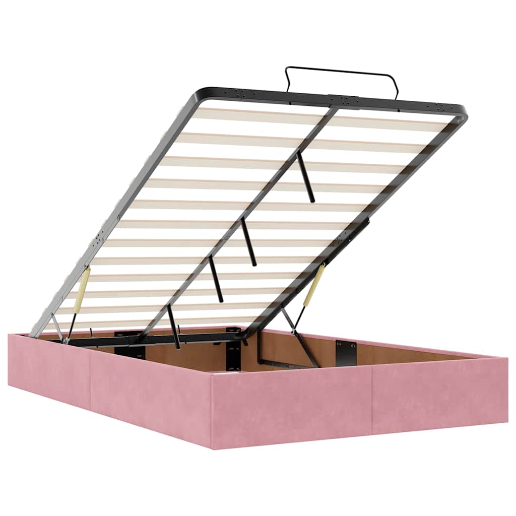 Ottoman bed met matrassen en LED's 120x200cm fluweel roze – afbeelding 11