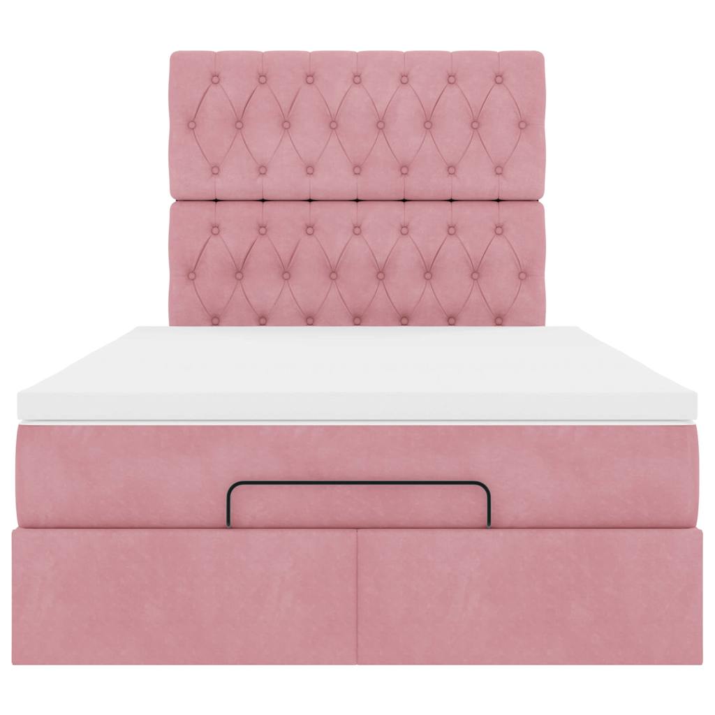 Ottoman bed met matrassen en LED's 120x200cm fluweel roze – afbeelding 8