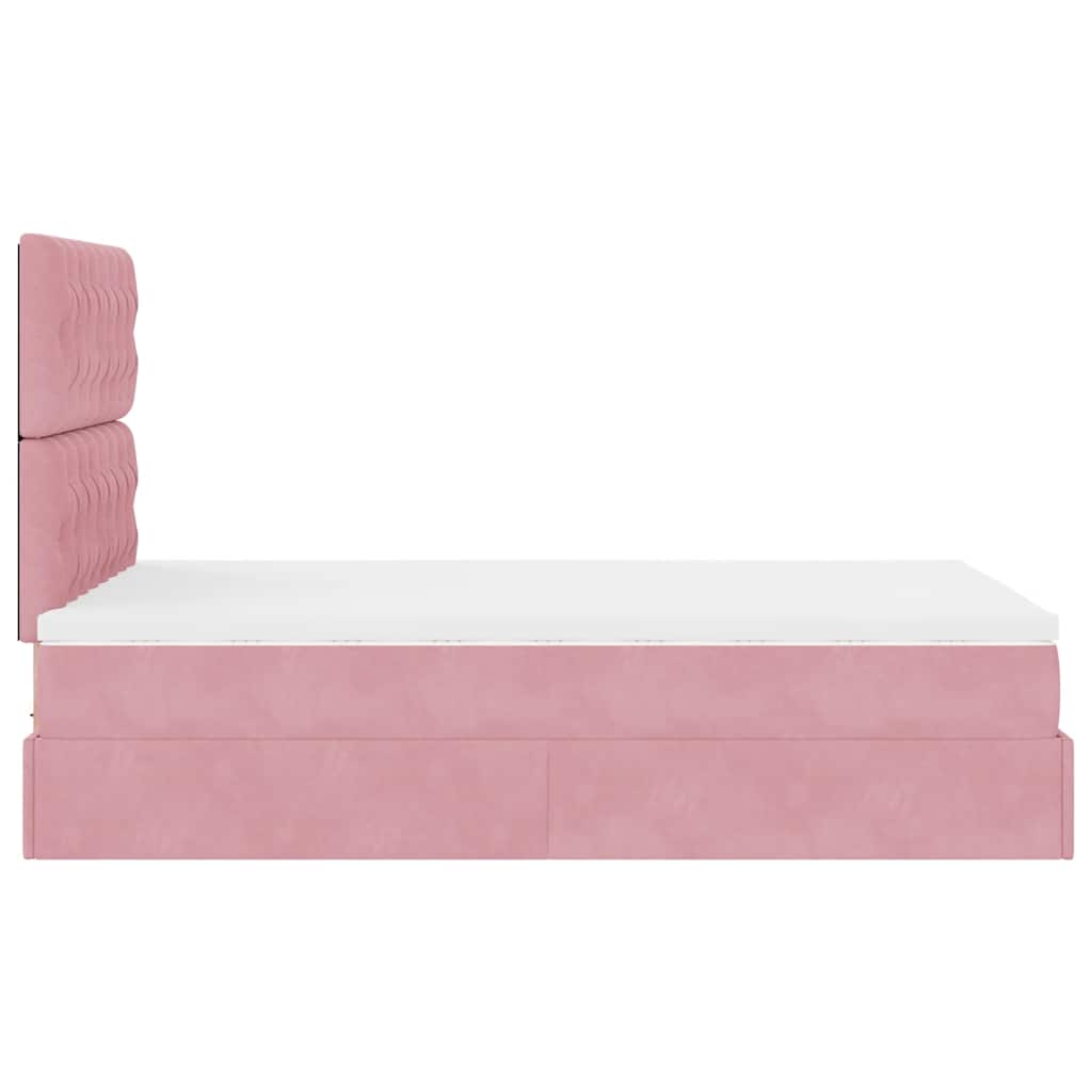 Ottoman bed met matrassen en LED's 120x200cm fluweel roze – afbeelding 9