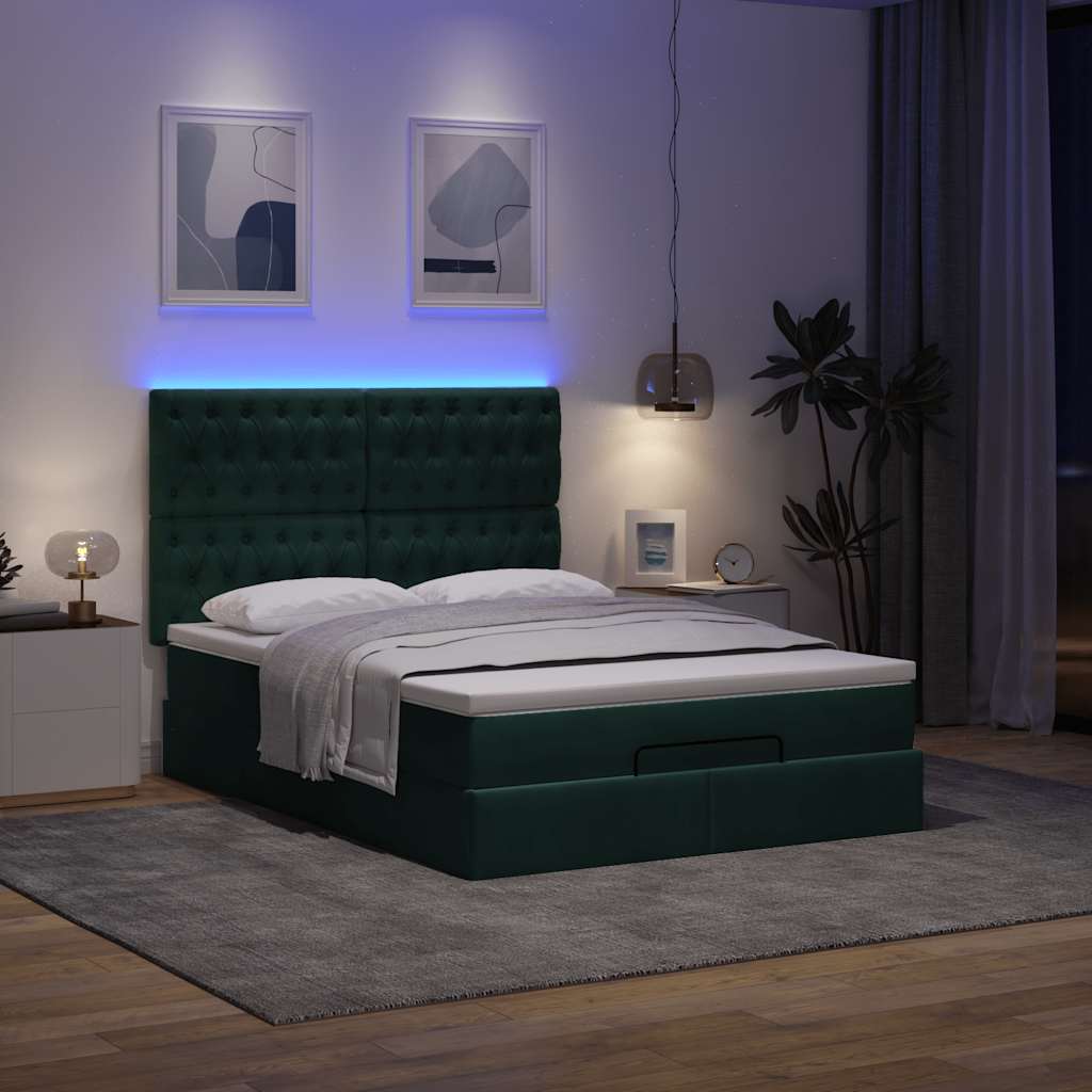 Ottoman bed met matrassen en LED's 140x200cm fluweel – afbeelding 3