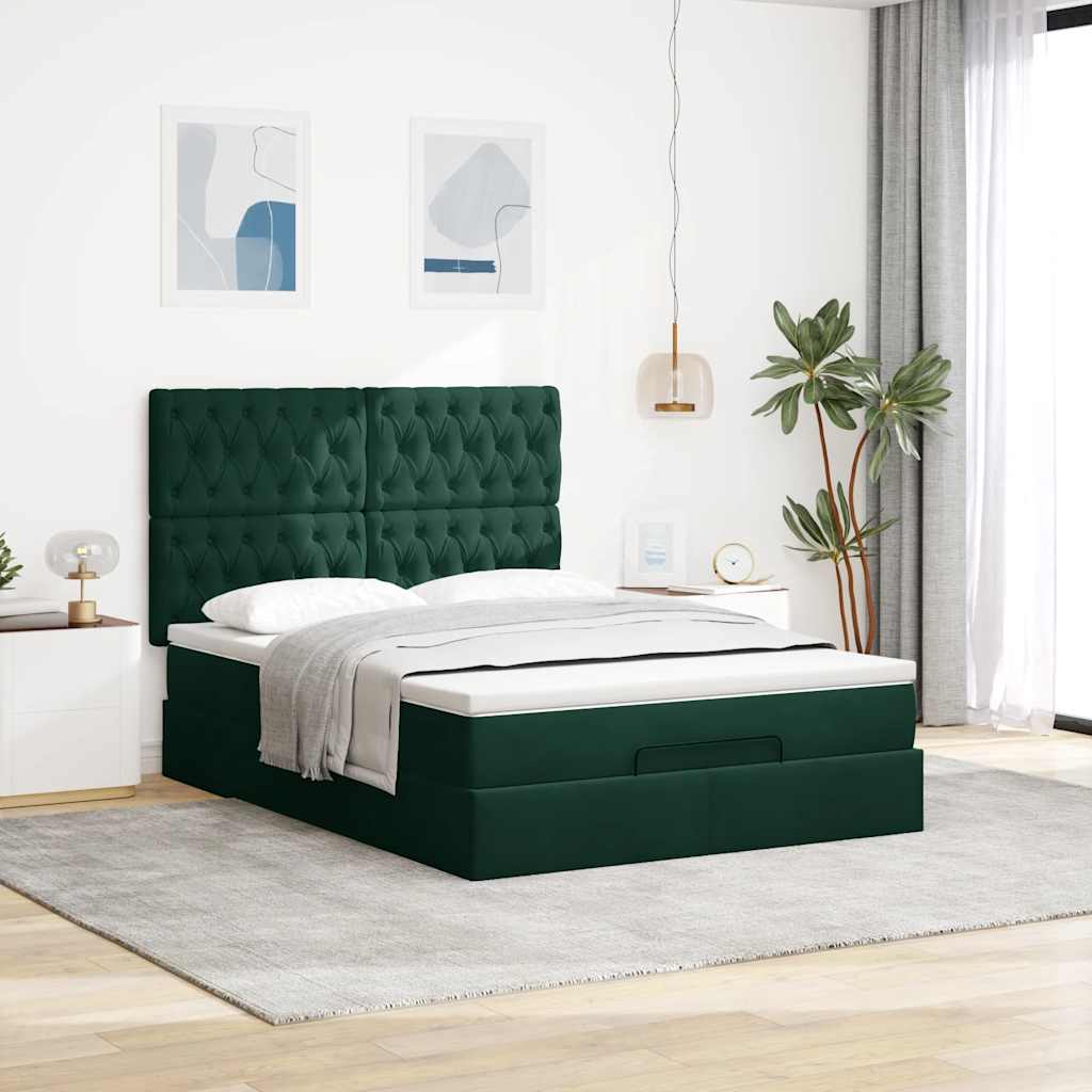 Ottoman bed met matrassen en LED's 140x200cm fluweel – afbeelding 4