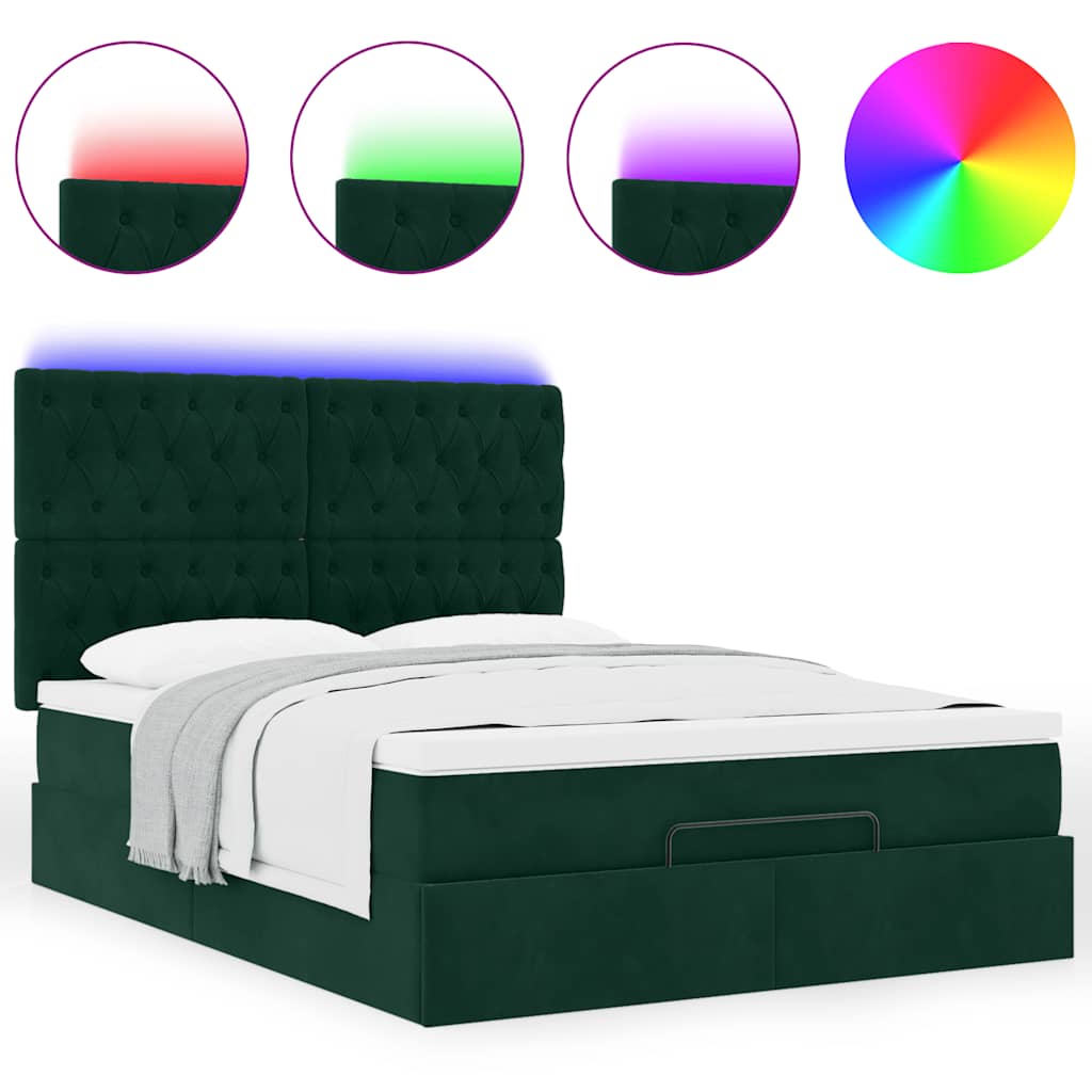 Ottoman bed met matrassen en LED's 140x200cm fluweel – afbeelding 5