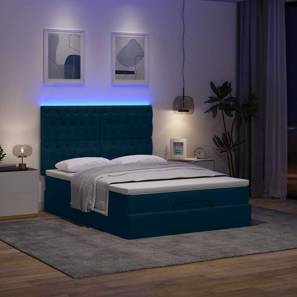 Ottoman bed met matrassen en LED's 140x200cm fluweel – afbeelding 3