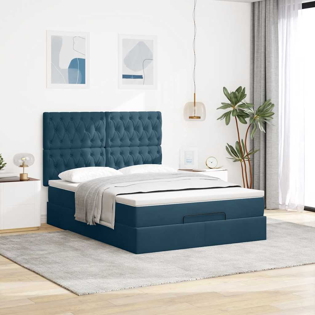 Ottoman bed met matrassen en LED's 140x200cm fluweel – afbeelding 4