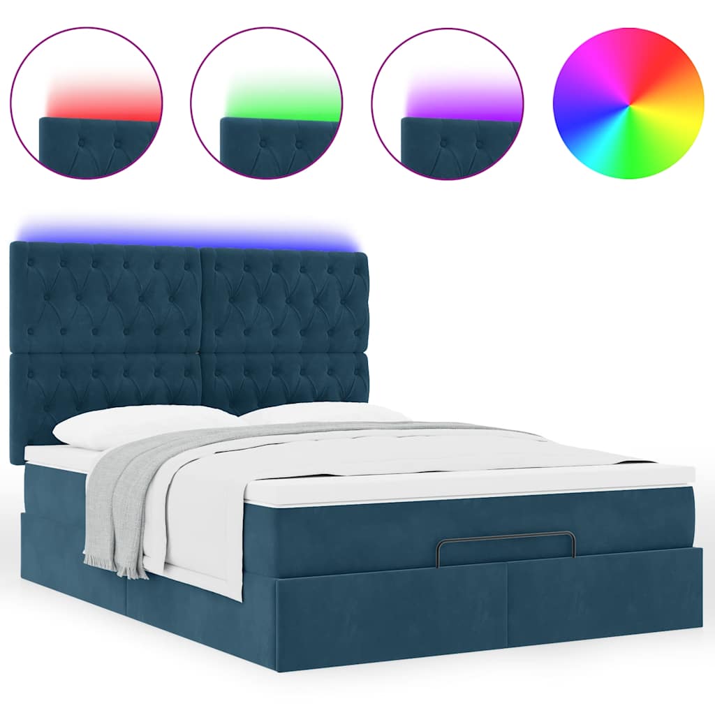 Ottoman bed met matrassen en LED's 140x200cm fluweel – afbeelding 5