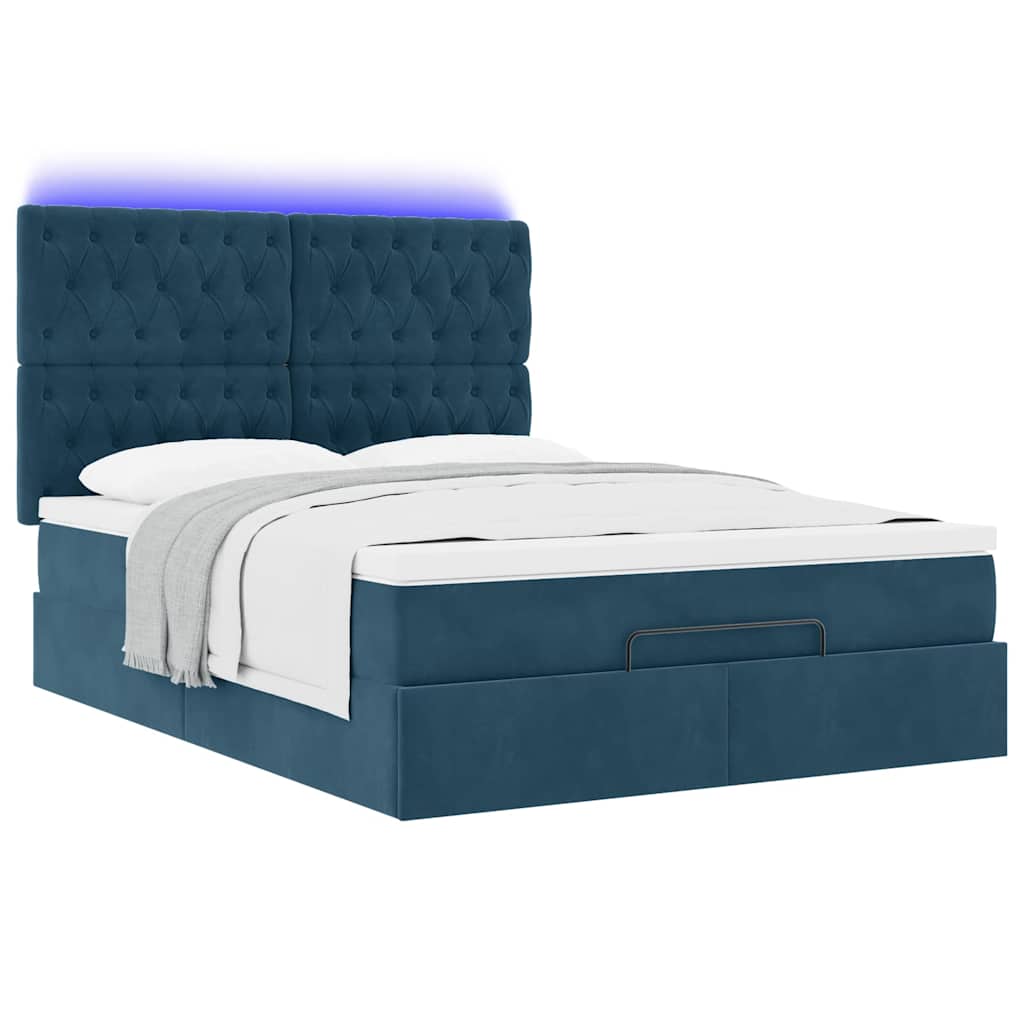 Ottoman bed met matrassen en LED's 140x200cm fluweel – afbeelding 6