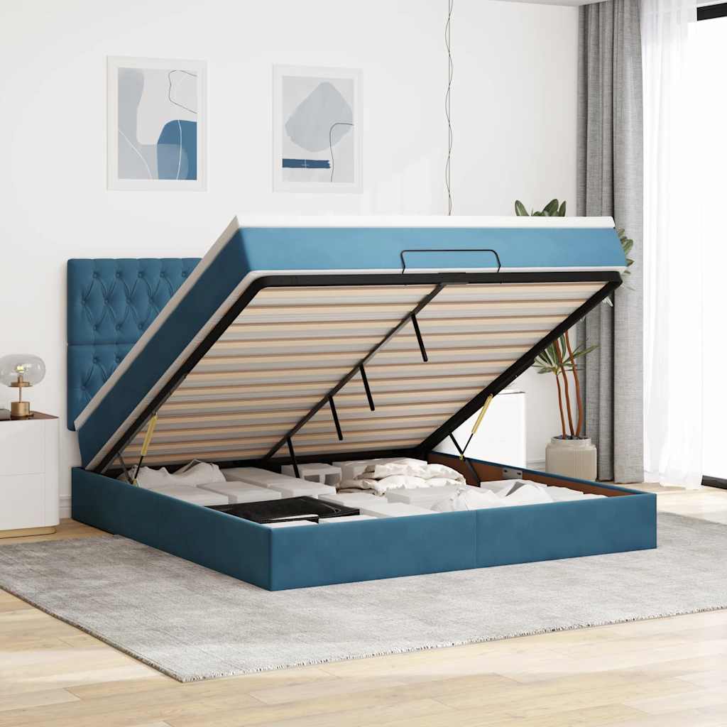 Ottoman bed met matrassen en LED's 160x200cm fluweel – afbeelding 1