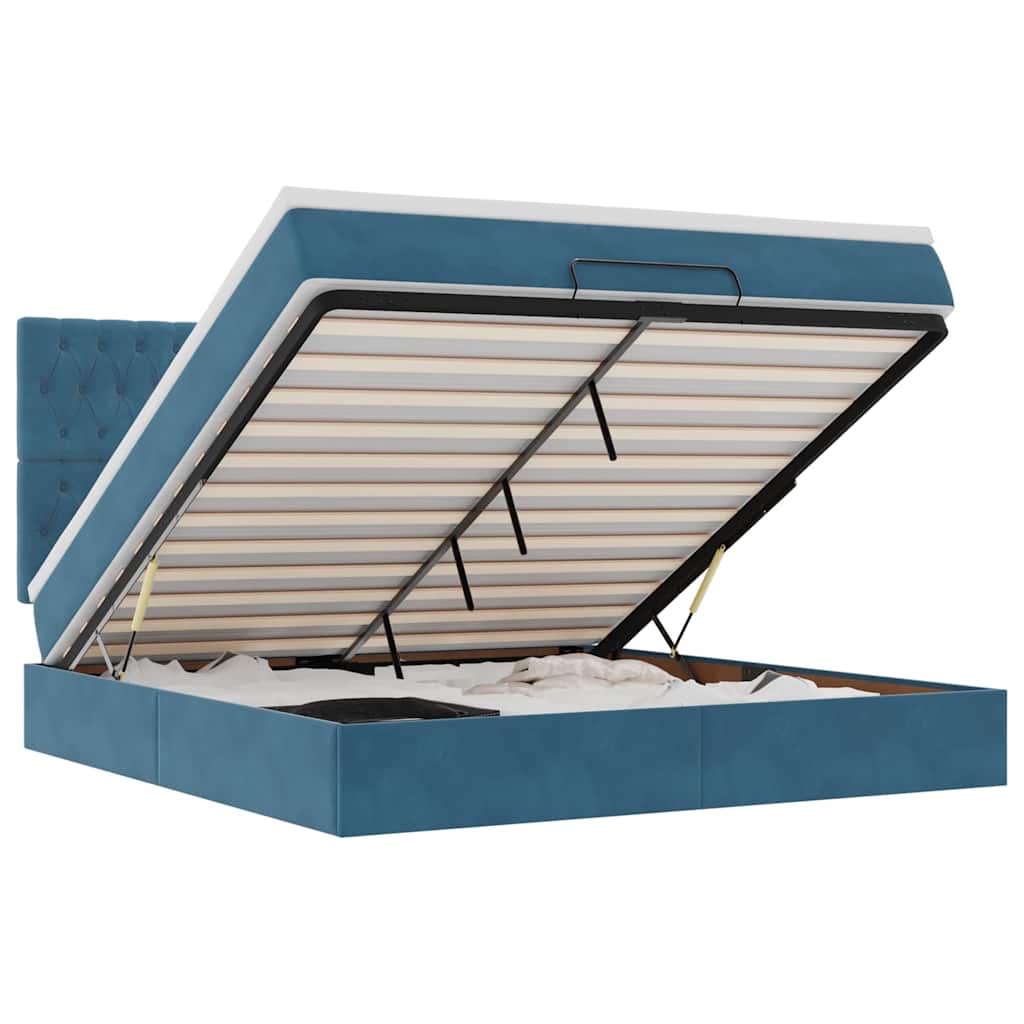 Ottoman bed met matrassen en LED's 160x200cm fluweel – afbeelding 2