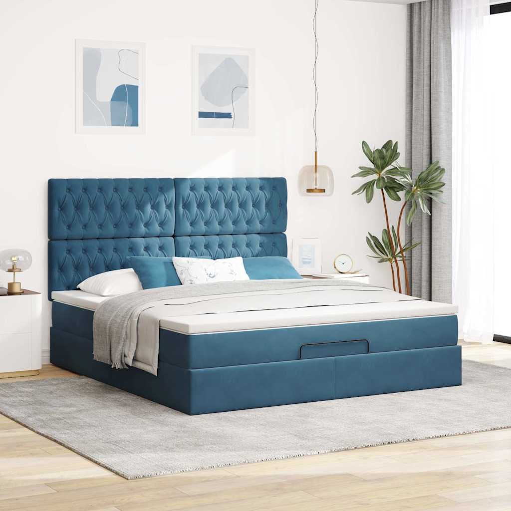 Ottoman bed met matrassen en LED's 160x200cm fluweel – afbeelding 4