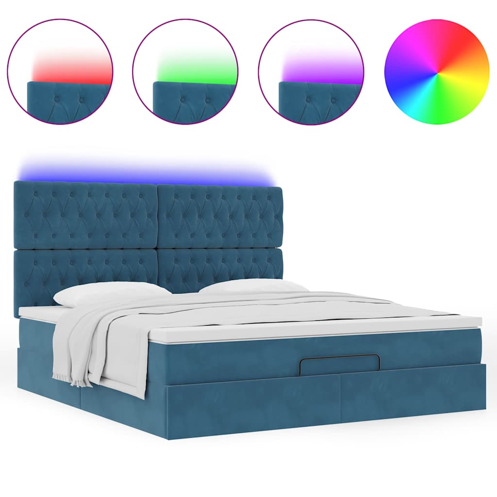Ottoman bed met matrassen en LED's 160x200cm fluweel – afbeelding 5
