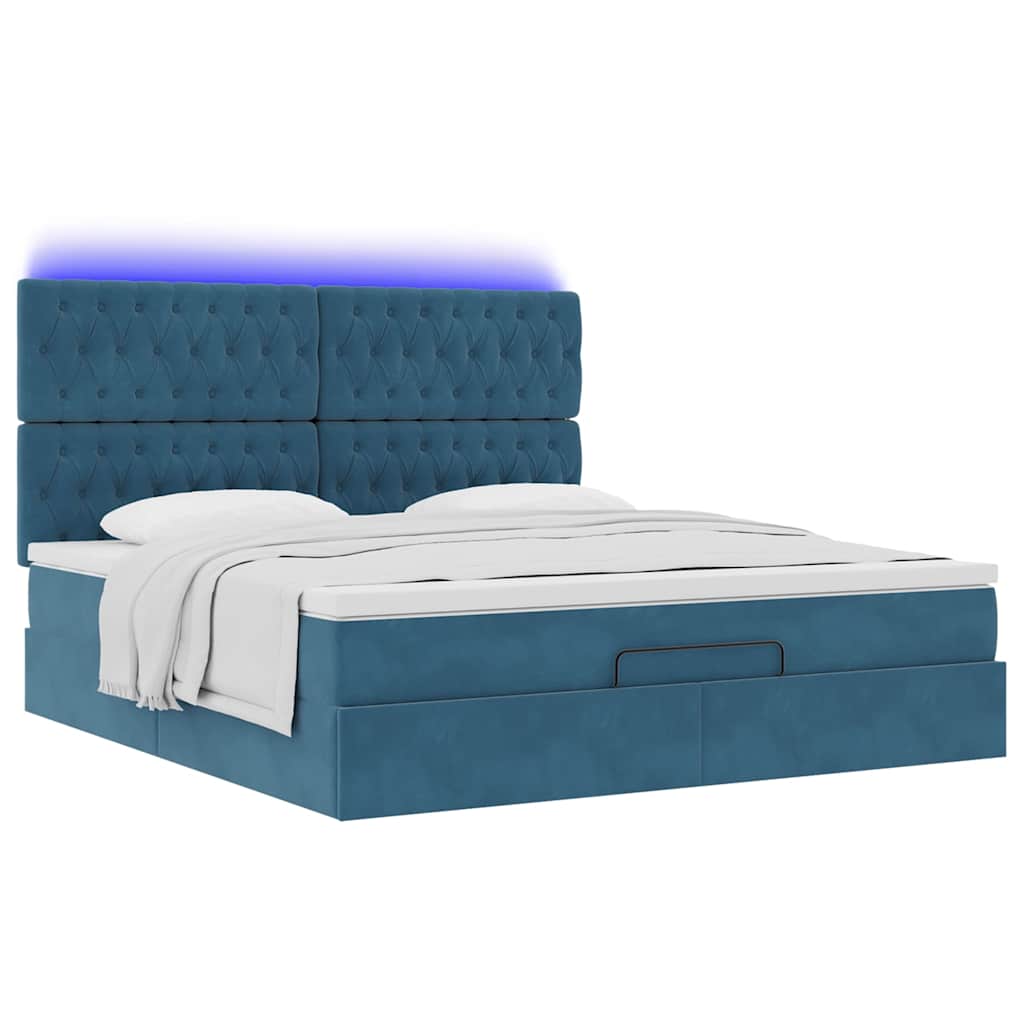 Ottoman bed met matrassen en LED's 160x200cm fluweel – afbeelding 6