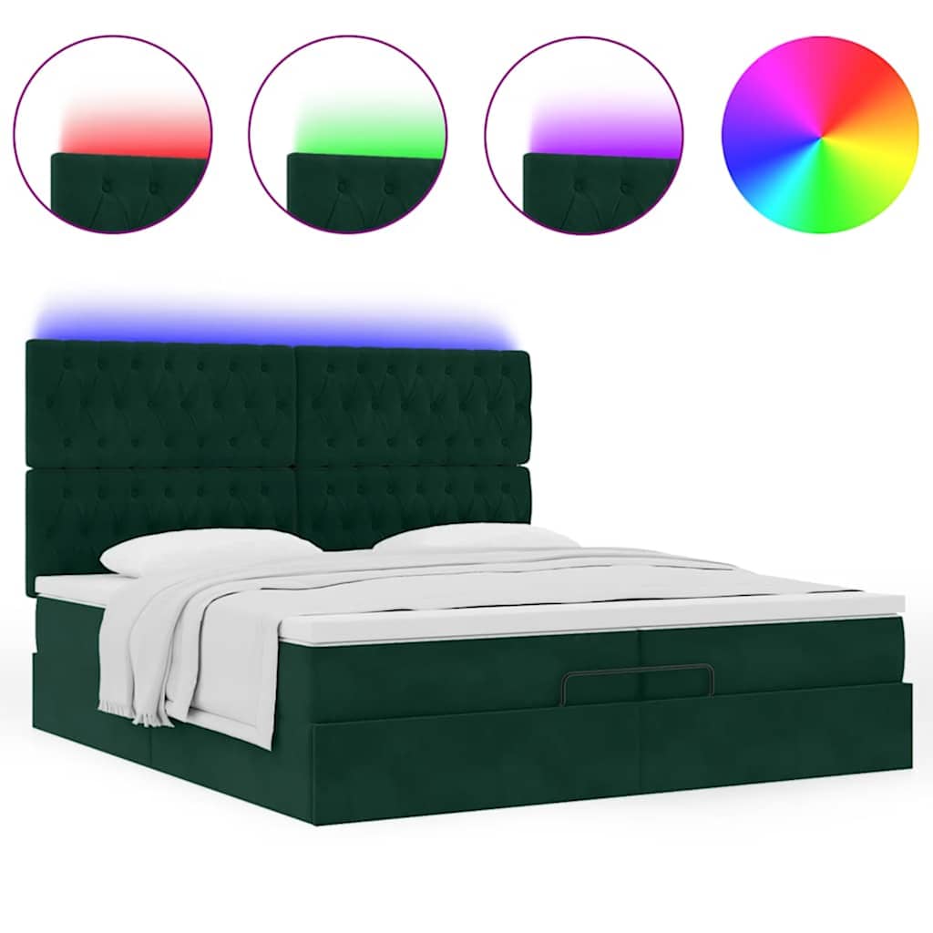 Ottoman bed met matrassen en LED's 200x200cm fluweel – afbeelding 5