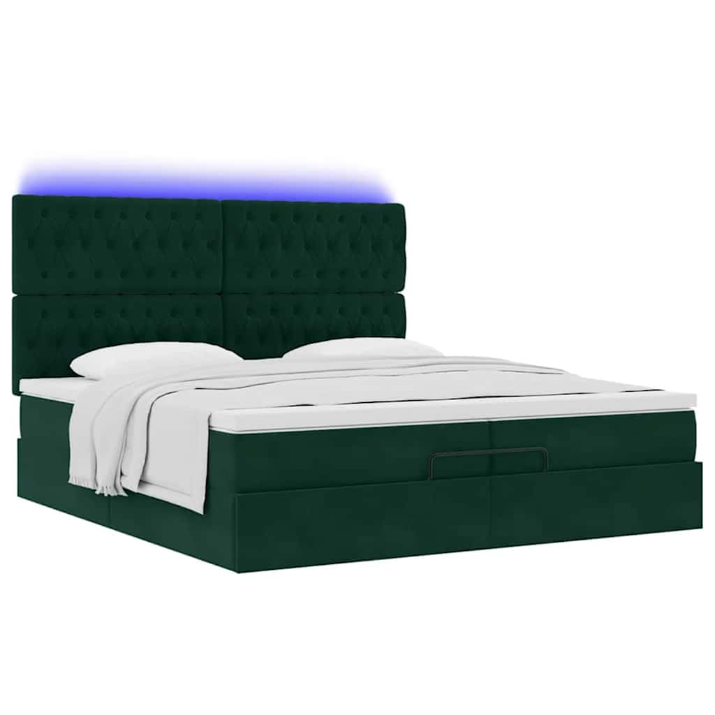 Ottoman bed met matrassen en LED's 200x200cm fluweel – afbeelding 6