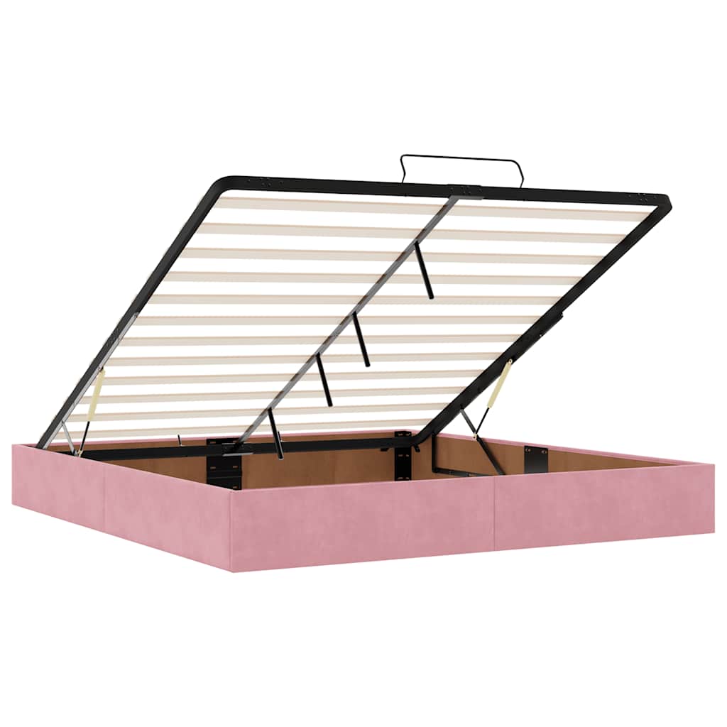 Ottoman bed met matrassen en LED's 200x200cm fluweel roze – afbeelding 11