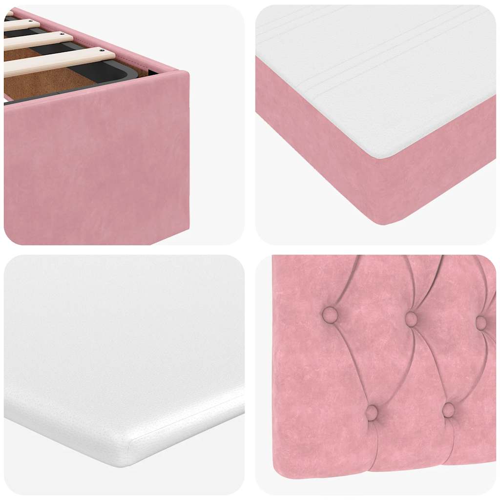 Ottoman bed met matrassen en LED's 200x200cm fluweel roze – afbeelding 12