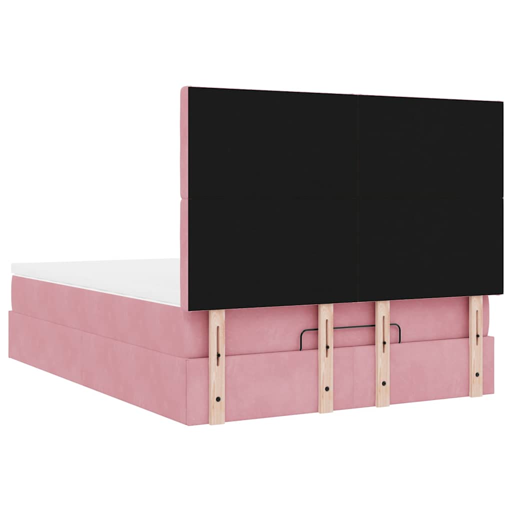Ottoman bed met matrassen en LED's 140x190cm fluweel roze – afbeelding 10