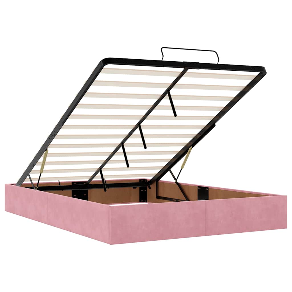 Ottoman bed met matrassen en LED's 140x190cm fluweel roze – afbeelding 11