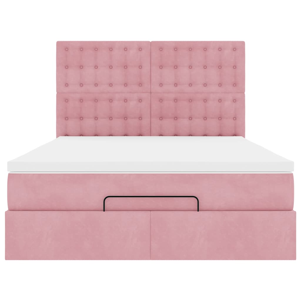 Ottoman bed met matrassen en LED's 140x190cm fluweel roze – afbeelding 8