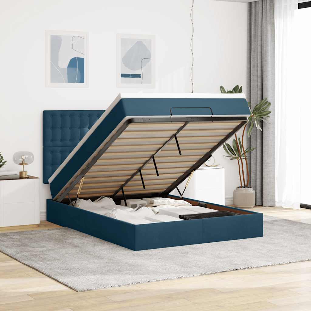 Ottoman bed met matrassen en LED's 140x200cm fluweel – afbeelding 1