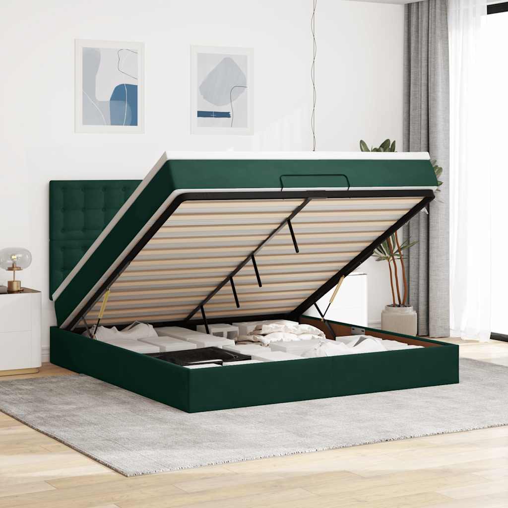Ottoman bed met matrassen en LED's 160x200cm fluweel – afbeelding 1