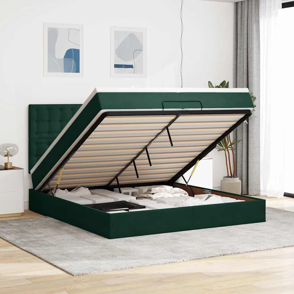 Ottoman bed met matrassen en LED's 200x200cm fluweel – afbeelding 1