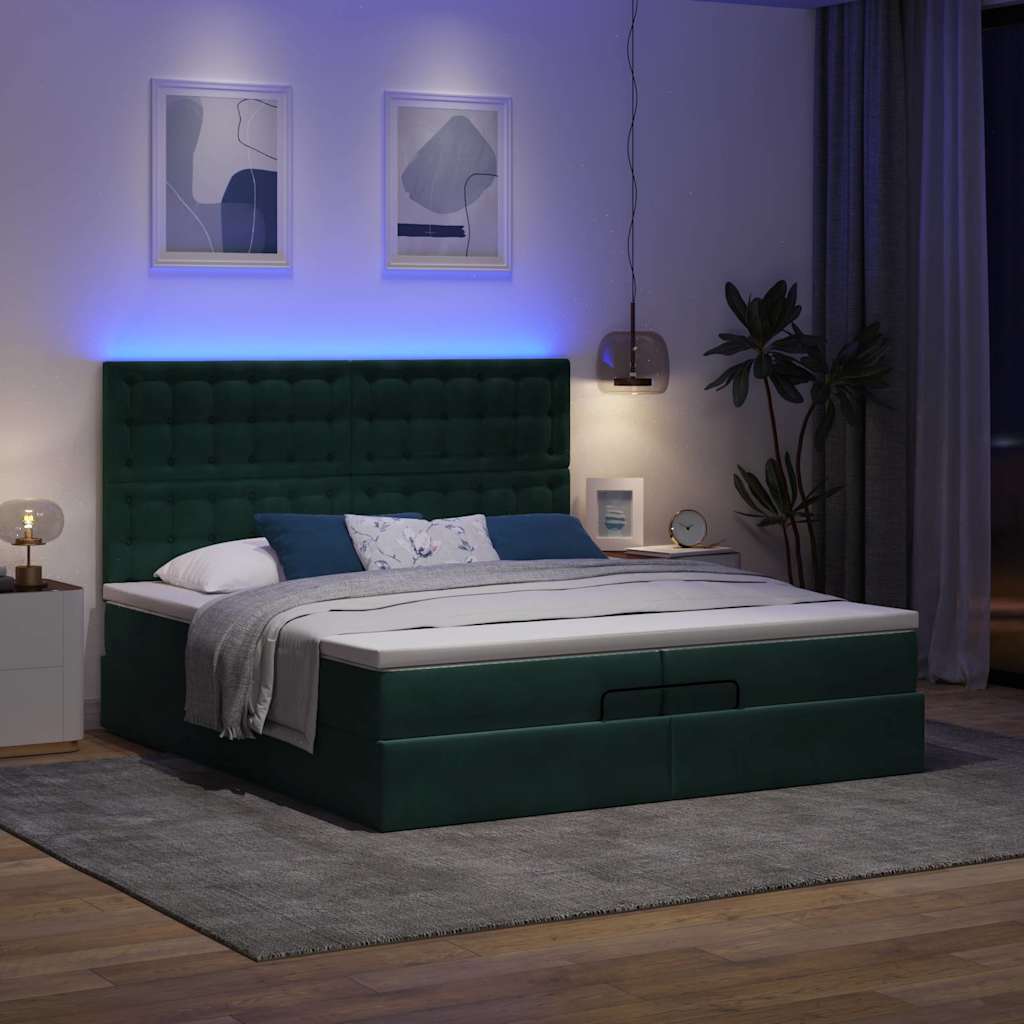 Ottoman bed met matrassen en LED's 200x200cm fluweel – afbeelding 3