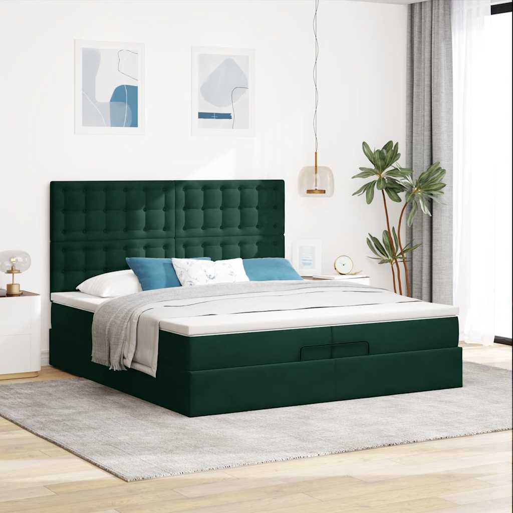 Ottoman bed met matrassen en LED's 200x200cm fluweel – afbeelding 4