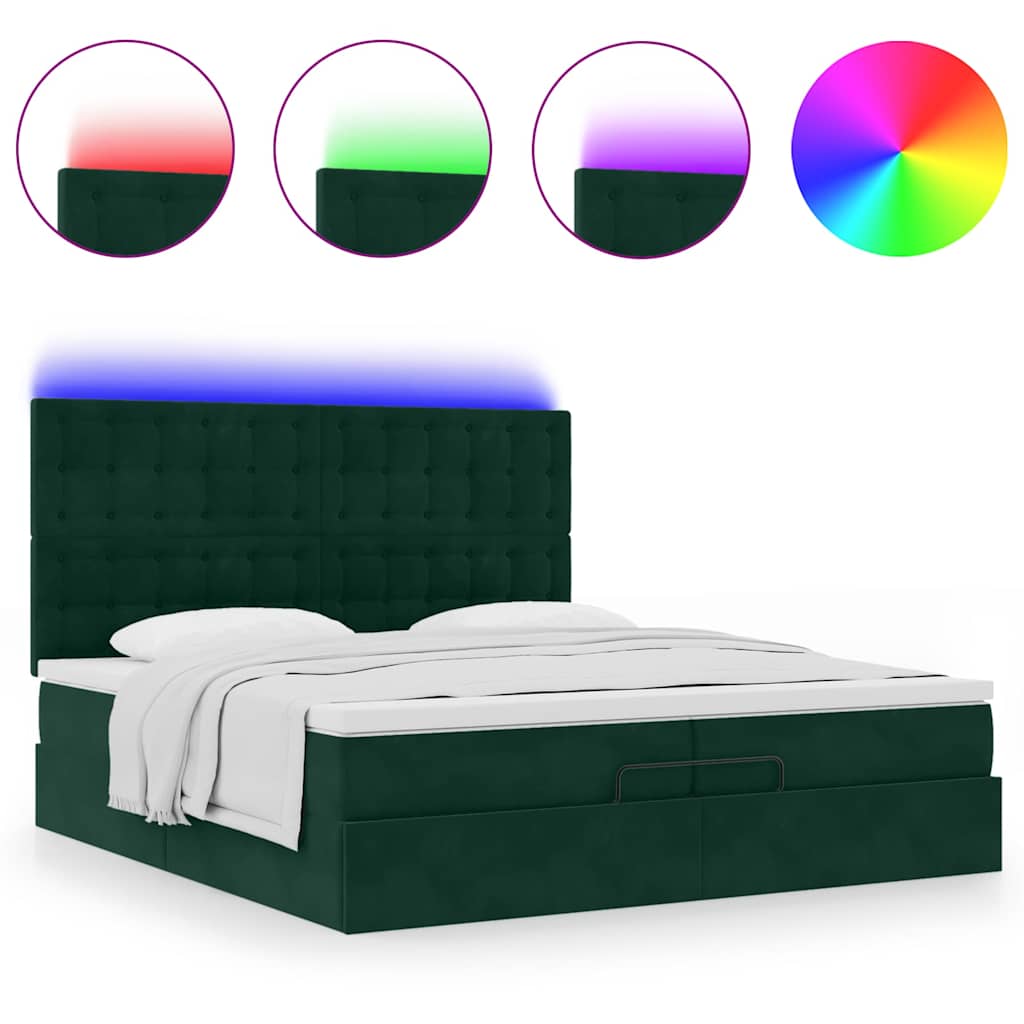 Ottoman bed met matrassen en LED's 200x200cm fluweel – afbeelding 5