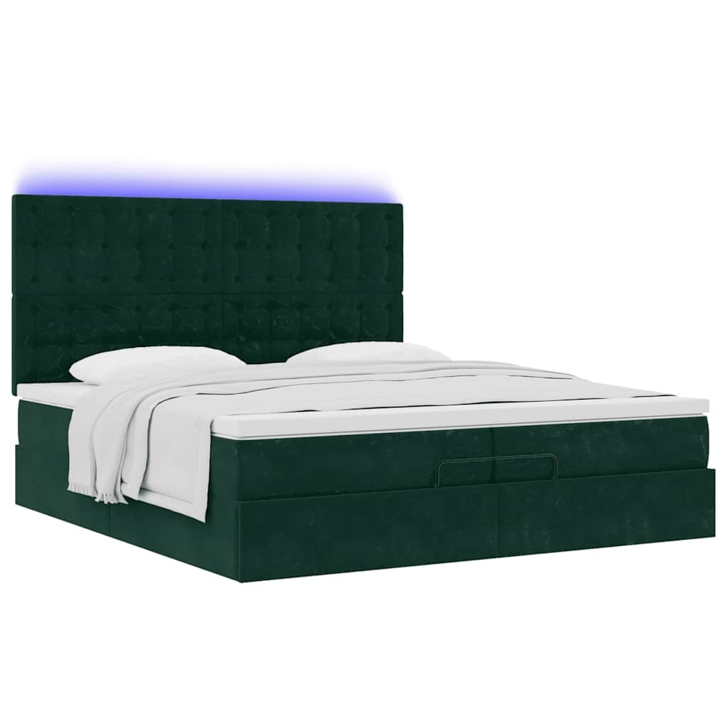 Ottoman bed met matrassen en LED's 200x200cm fluweel – afbeelding 6