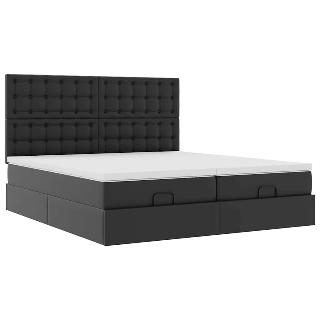 Bed poef met matrassen en LED's 160x200cm kunstleer zwart – afbeelding 7