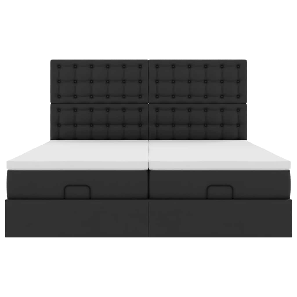 Bed poef met matrassen en LED's 160x200cm kunstleer zwart – afbeelding 8
