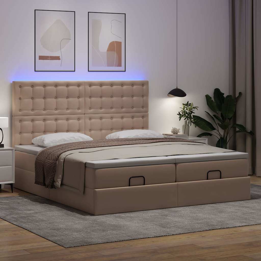 Bed poef met matrassen en LED's 180x200cm kunstleer – afbeelding 3