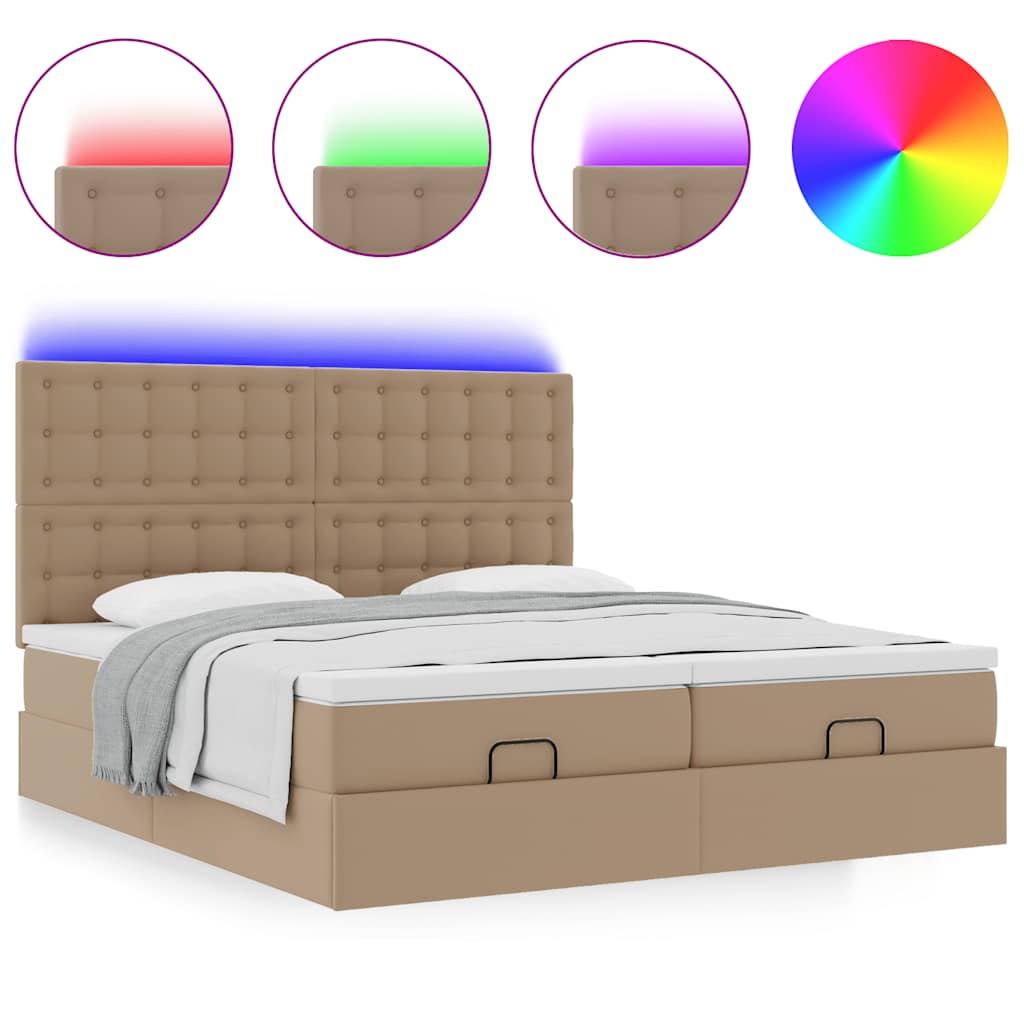 Bed poef met matrassen en LED's 180x200cm kunstleer – afbeelding 5