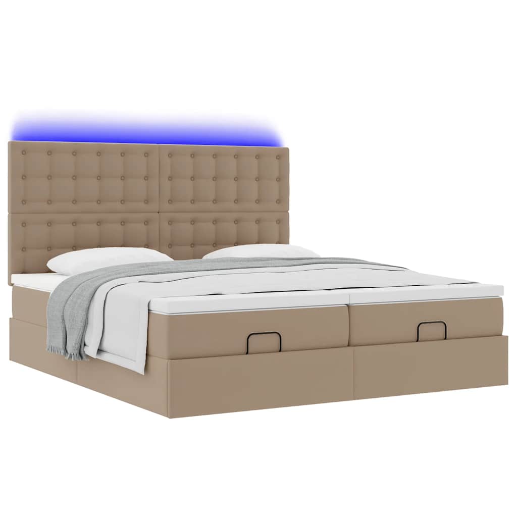 Bed poef met matrassen en LED's 180x200cm kunstleer – afbeelding 6