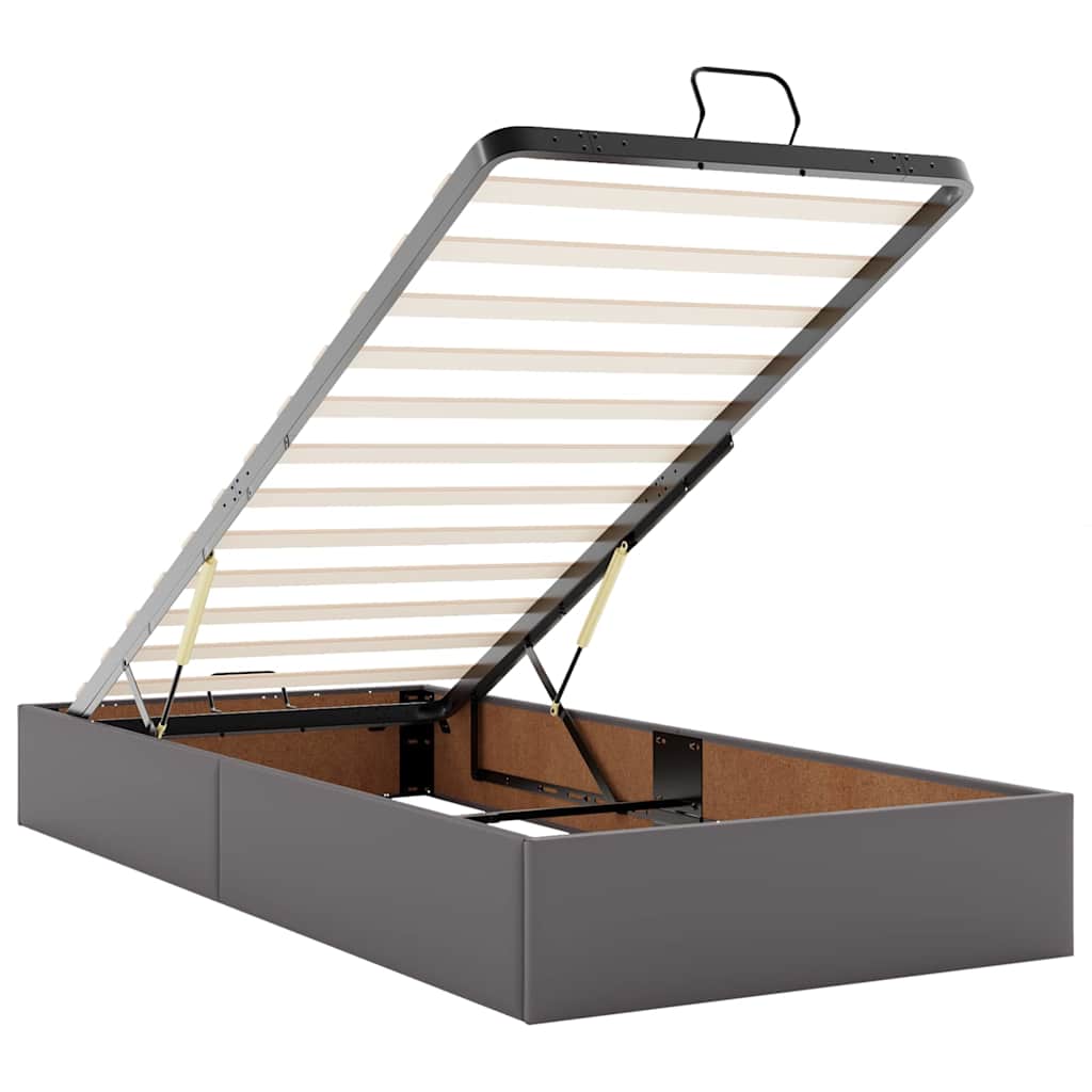 Ottoman bed met matrassen en LED's 200x200cm kunstleer grijs – afbeelding 12