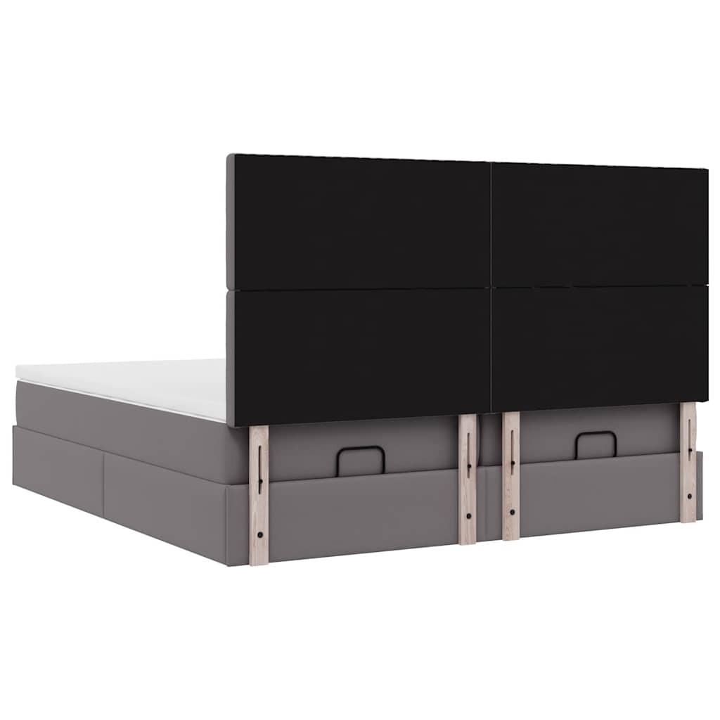 Ottoman bed met matrassen en LED's 200x200cm kunstleer grijs – afbeelding 8