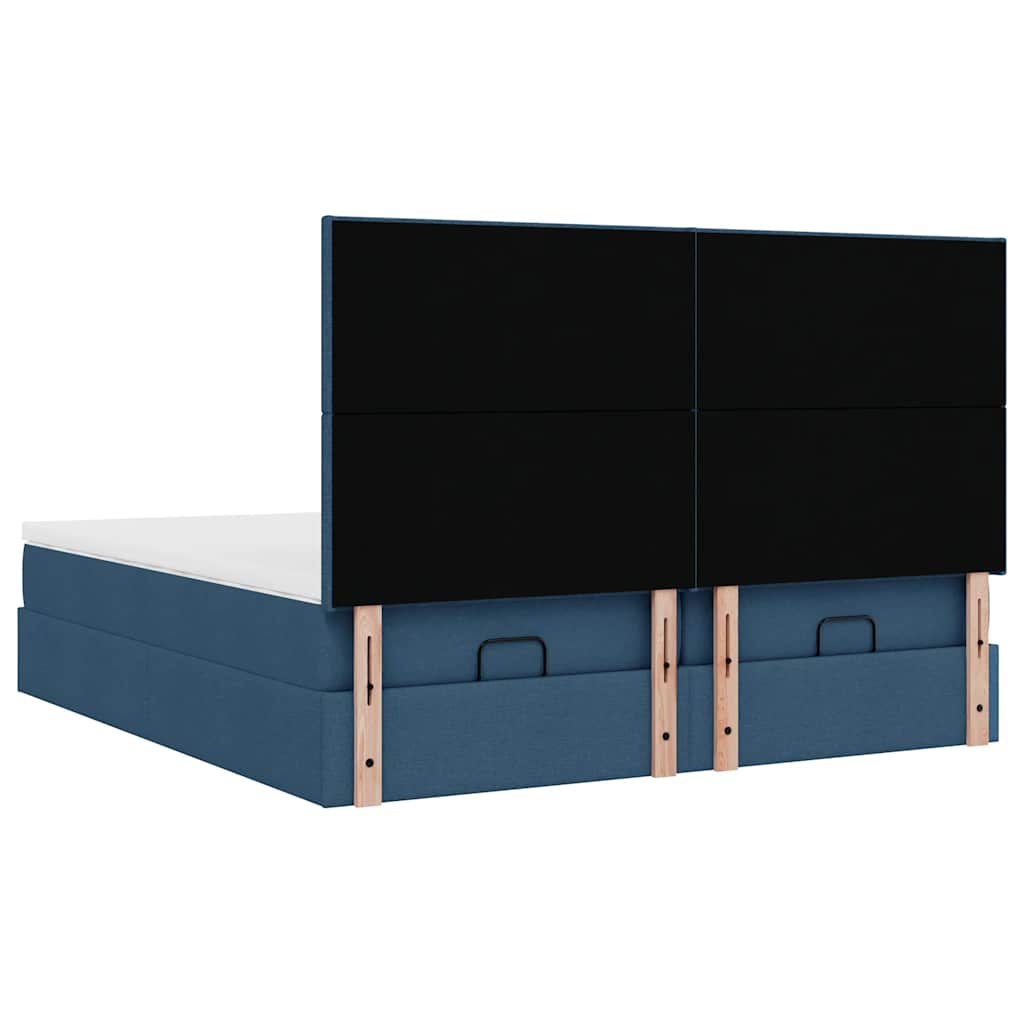 Ottoman bed met matrassen en LED's 200x200cm stof blauw – afbeelding 10