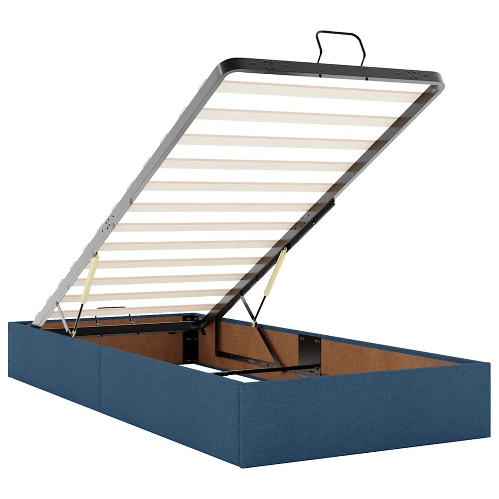 Ottoman bed met matrassen en LED's 200x200cm stof blauw – afbeelding 11