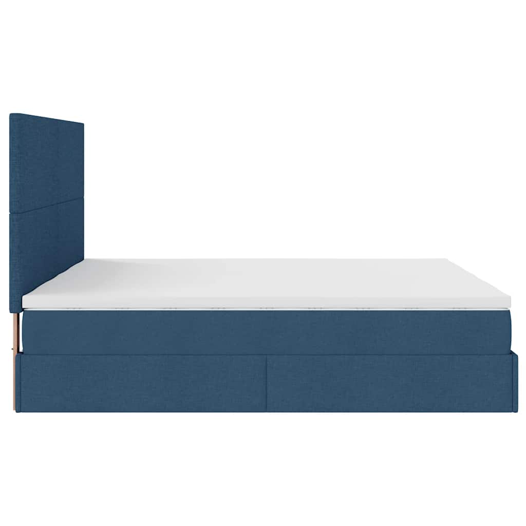 Ottoman bed met matrassen en LED's 200x200cm stof blauw – afbeelding 9