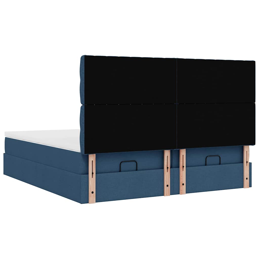 Ottoman bed met matrassen en LED's 160x200cm stof blauw – afbeelding 10